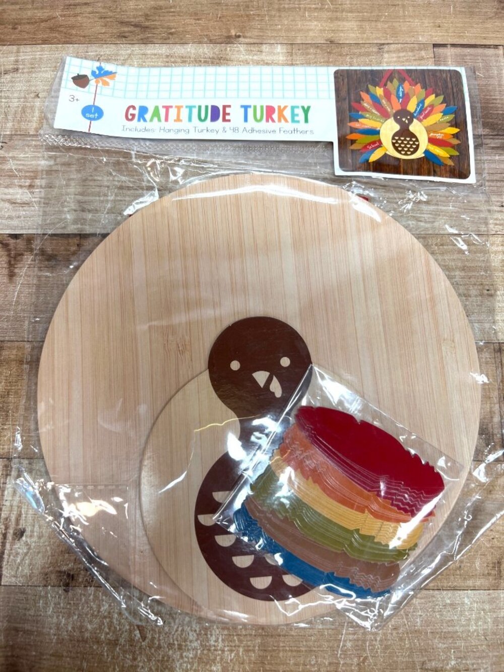 Gratitude Turkey Kit With Hanging Board & 48 Adhesive Feathers Thanksgiving Craf